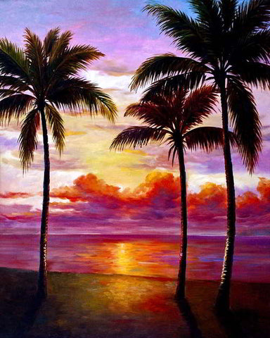 Sunrise with Three Palms